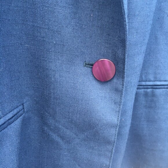 Vintage Bobbie Brooks Blazer Size 10P Navy Academia 80s 90s Linen Blend - Picture 4 of 11